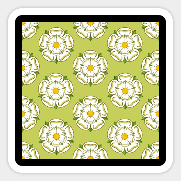 Yorkshire Rose - Pattern - Green Background Sticker by Juggahnaut